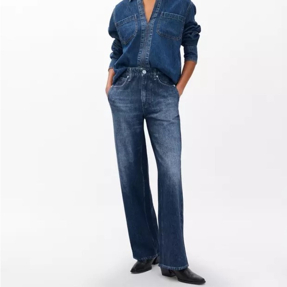 rag & bone Dark Blue Wide-Leg Jeans